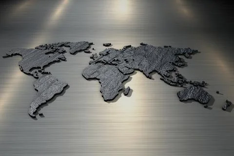 3D rendering world map close up Stock Illustration