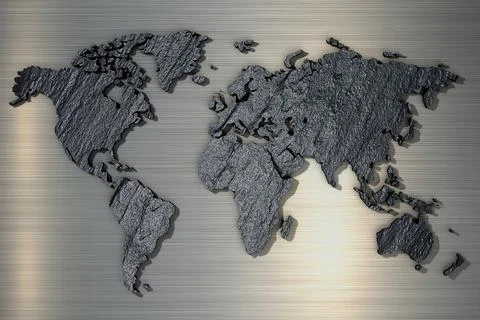 3D rendering world map close up Stock Illustration