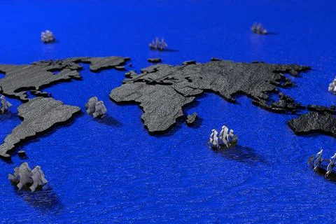 3D rendering world map close up Stock Illustration
