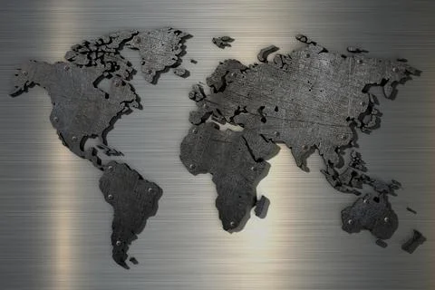 3D rendering world map close up Stock Illustration