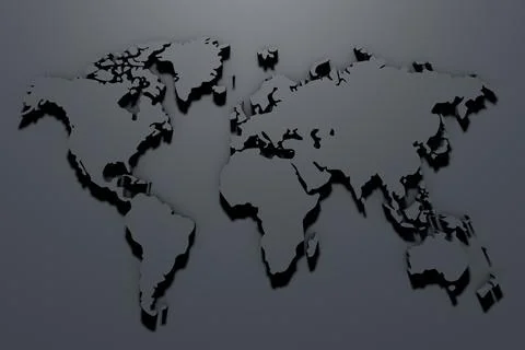 3D rendering world map close up Stock Illustration