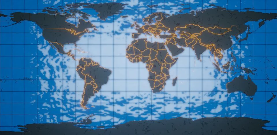 3d rendering. World map of the planet earth. Mothers and countries in the glo Stock Illustration