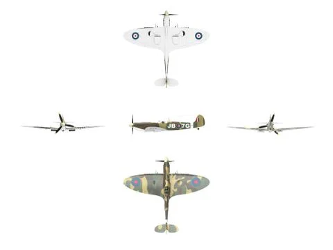 3d rendering of a world war 2 airplane isolated on white background Illustrazione stock