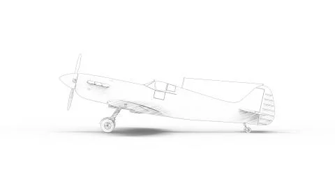3d rendering of a world war two fighter airplane isolated in white background Illustrazione stock