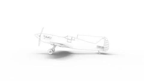 3d rendering of a world war two fighter airplane isolated in white background Illustrazione stock