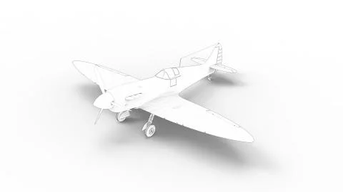 3d rendering of a world war two fighter airplane isolated in white background Illustrazione stock