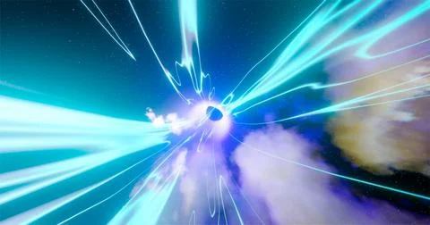 3D rendering. Wormhole in time and space. Movement at the speed of light. Abs Stock Illustration