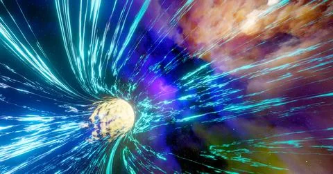 3D rendering. Wormhole in time and space. Movement at the speed of light. Abs Stock Illustration