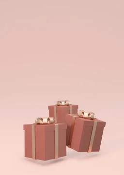 3D Rendering of wrapped gift box floating on vertical background background.. Stock Illustration