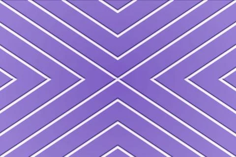 3d rendering, x cross, white striped lines on purple plastic surface, abstrac Stock Illustration