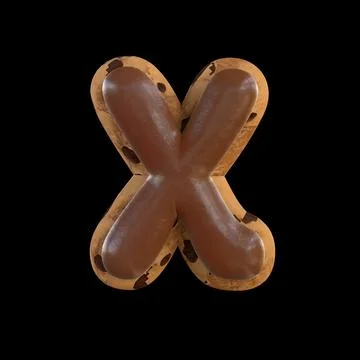 3d rendering of the X letter recreating a cookie with chocolate on top Stock Illustration