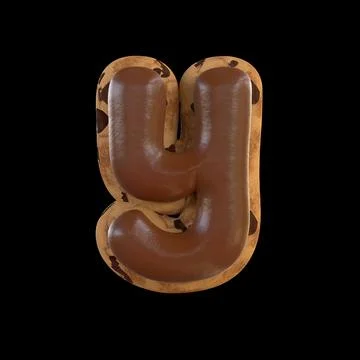 3d rendering of the Y letter recreating a cookie with chocolate on top Stock Illustration