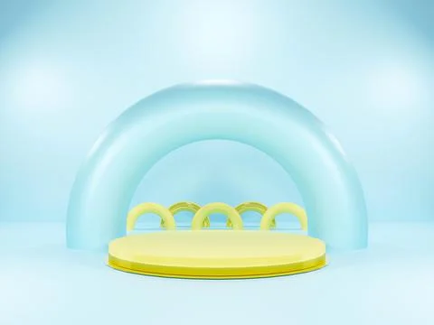 3D rendering yellow and blue podium Stock Illustration