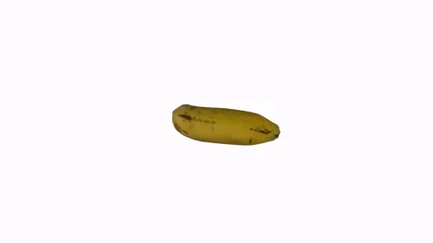 3D rendering of a yellow banana on a plain white background Stock Footage 297584280