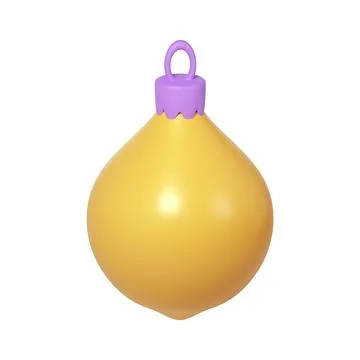 3d rendering yellow Christmas ball icon in form of lemon. Realistic element.. Stock Illustration