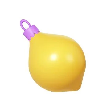 3d rendering yellow Christmas ball icon in form of lemon. Realistic element.. Stock Illustration