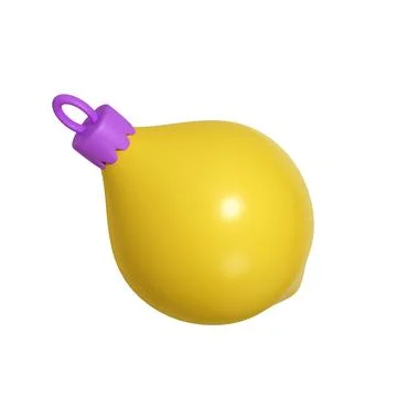 3d rendering yellow Christmas ball icon in form of lemon. Realistic element for Stock Illustration