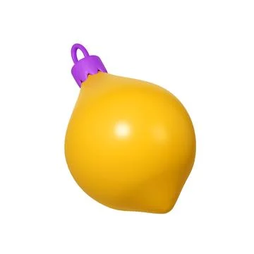 3d rendering yellow Christmas ball icon in form of lemon. Realistic element for Stock Illustration