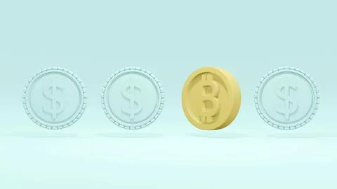 3D Rendering yellow coin with "?" standing out from coins with "$" concept .. Stock Illustration