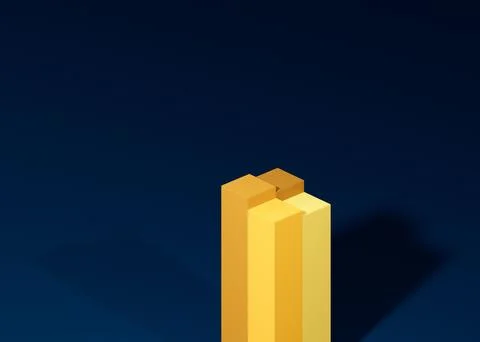 3d rendering of yellow columns together making shadows on the blue background イラスト素材