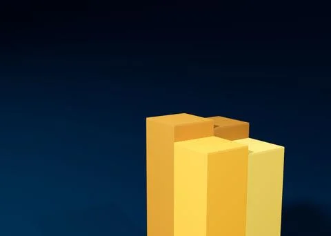 3d rendering of yellow columns together making shadows on the blue background イラスト素材