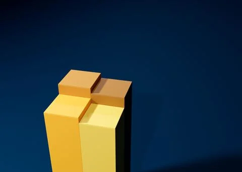 3d rendering of yellow columns together making shadows on the blue background イラスト素材