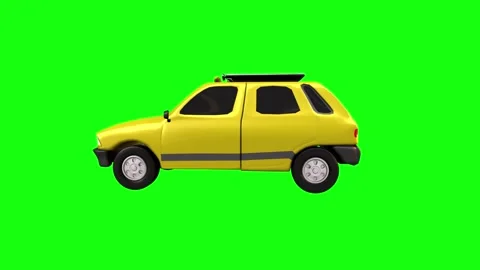 3D rendering of a yellow compact car with a sunny design Stock-Footage 285354788