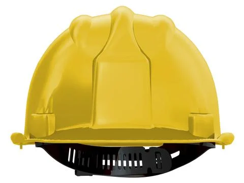 3D rendering of a yellow helmet for a worker on white background Stock Illustration