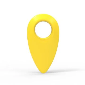 The 3d rendering yellow map pointer icon isolated with white Stock Illustration