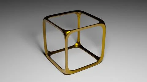 3d rendering of a yellow metal cube 스톡 일러스트
