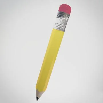 3d rendering yellow pencil on white background, back to school 스톡 일러스트