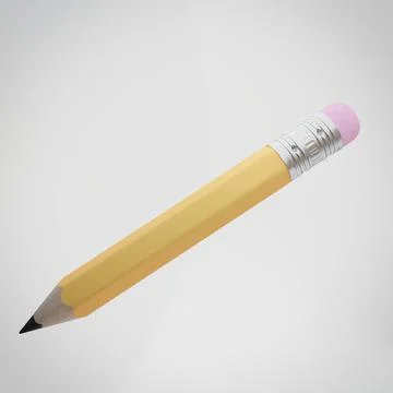 3d rendering yellow pencil on white background, back to school 스톡 일러스트