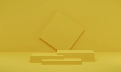 3D rendering. Yellow scene geometric shape podium stage for product promotion Stock Illustration
