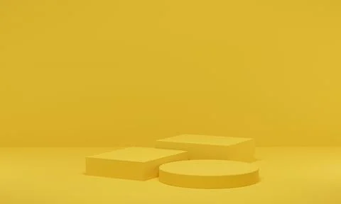 3D rendering. Yellow scene geometric shape podium stage for product promotion Stock Illustration