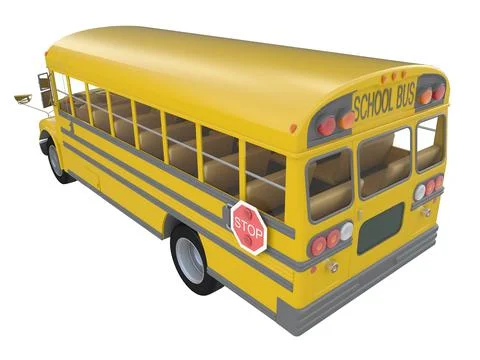 3D rendering of a yellow school bus on white background Stock Illustration