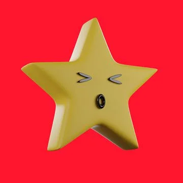 3D rendering yellow star with red background. Stock Illustration