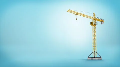 3d rendering of a yellow stationary tower crane without any load in full length Stock Illustration