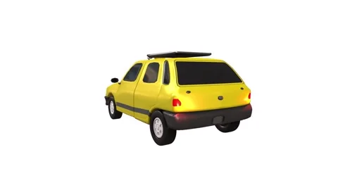 3D rendering of a yellow toy car in a clean, simple environment Stock Footage 285354789