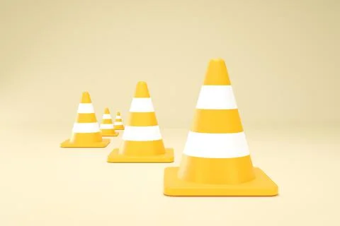 3D Rendering Yellow Traffic Cone Construction Isolated Unformatted Number Five Stock Illustration