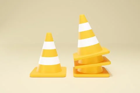 3D Rendering Yellow Traffic Cone Construction Isolated Unformatted Number Two 库存插图