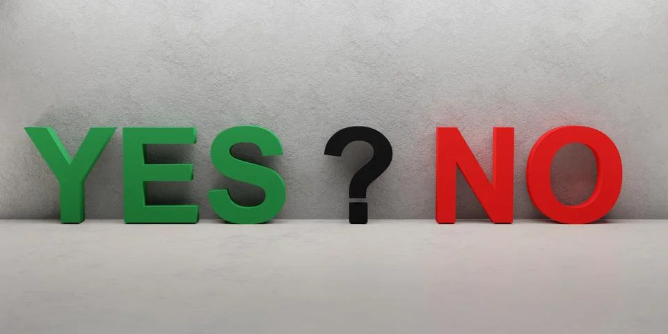 3d rendering of yes and no writings Stock Illustration