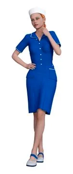 3D Rendering Young Nurse on White Stock Illustration