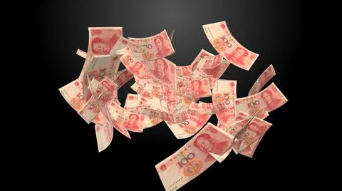3d rendering of Yuan notes from China's currency. Chinese banknotes Stock Illustration