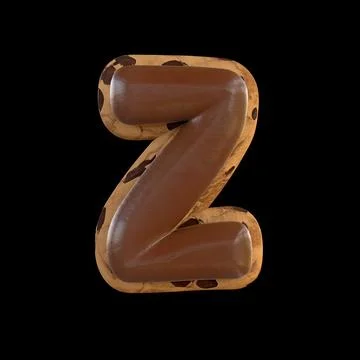 3d rendering of the Z letter recreating a cookie with chocolate on top Stock Illustration
