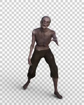 3D rendering of a zombie man isolated on a transparent background. Stock Illustration