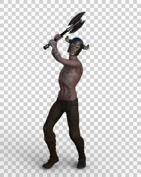 3D rendering of a zombie viking warrior with horned helmet holding a shield a Illustrazione stock