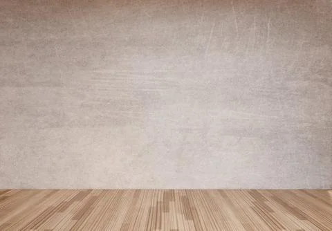 3d rendering,Background concrete wall and wooden floor mock up Stock Illustration