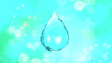 3d rendering.Beautiful clean transparent drop of water on a blurred background Stock Illustration