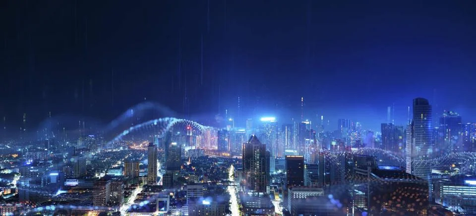 3D renderingBig data connection technology concept Smart city and abstract... Stock-Fotos