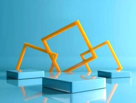 3d rendering,Blue podium minimal abstract Blue background for cosmetic produc Stock Illustration